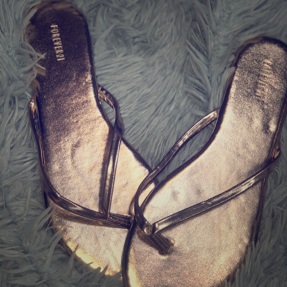 Gold flip flops